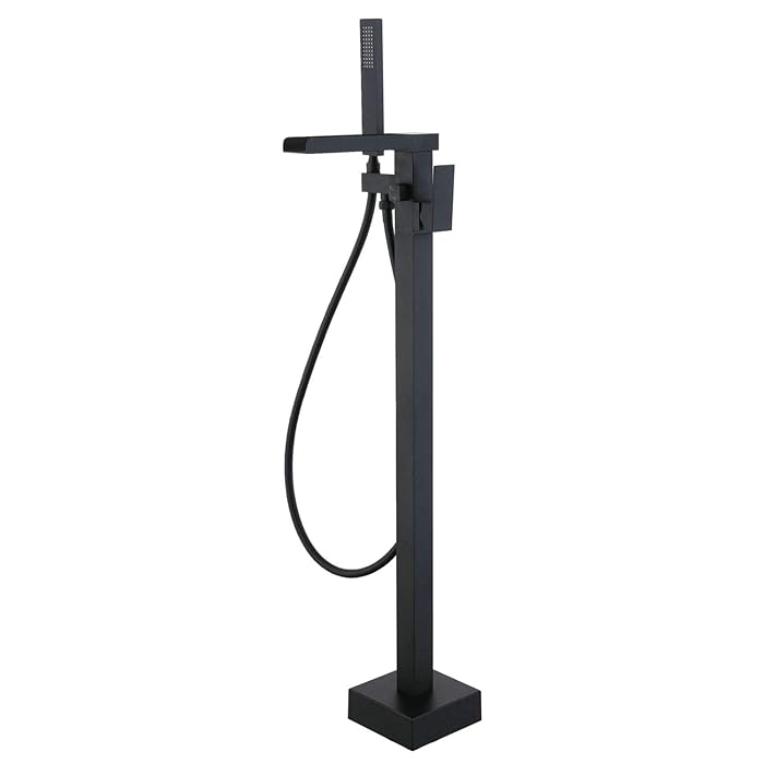 Buy Matte Black Bathtub Mixer Tap Freestanding Single Handle Waterfall