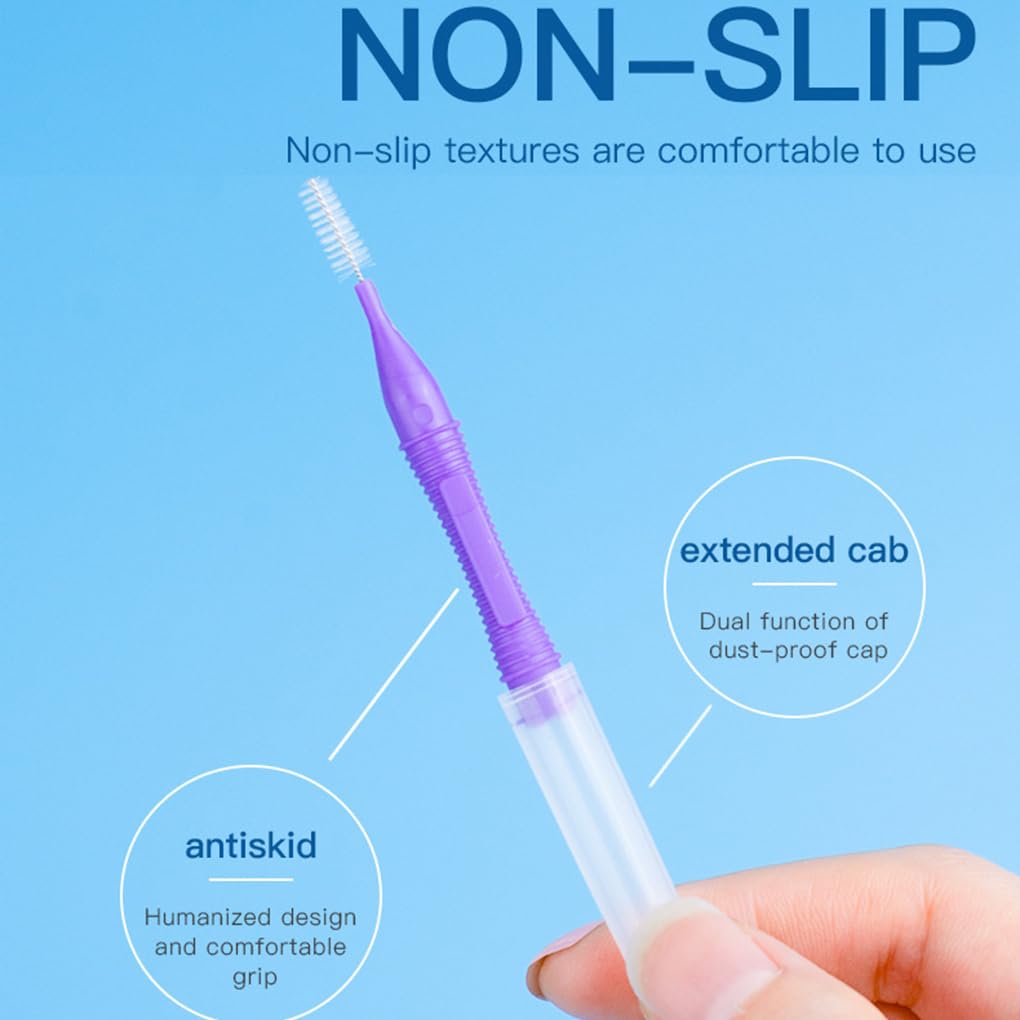 Zahnzwischenraumbürsten, geschmeidige Push-Pull-Kunststoff-Zahnbürsten, Handheld, Mundhygiene-Werkzeug, Haushalt, Reisen, Gelb, 0,4 mm, 5 Stück