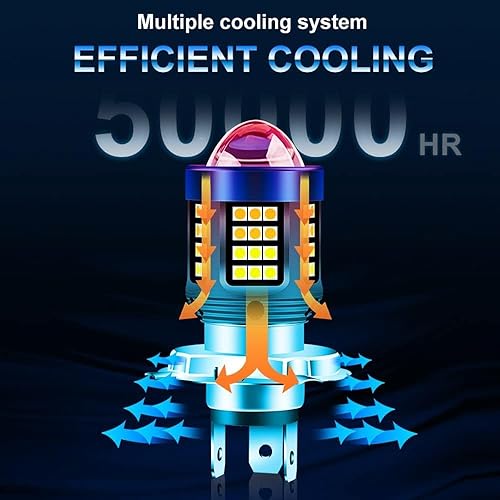 Miniatura 8 de Windance H4 - Bombilla para faros delanteros de 1200 lm con lente, 13 W, blanco súper brillante, 6000 K 3030 chips HiLo Beam 360 grados 12 V - 80 V