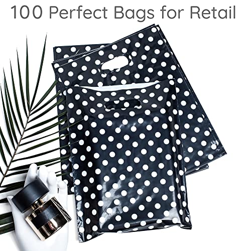 Image of Choice Marts 100 Black Polka Dot Plastic Bags 9x12 Merchandise Bags