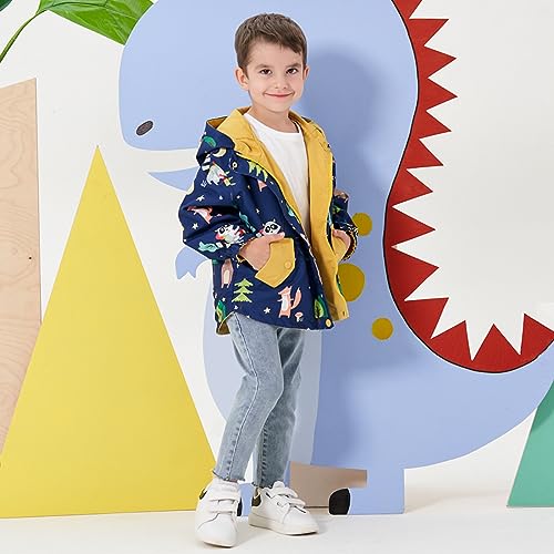 famuka Toddler Reversible Jacket Little Boy Girl Hooded Windbreaker Casual Outerwear3