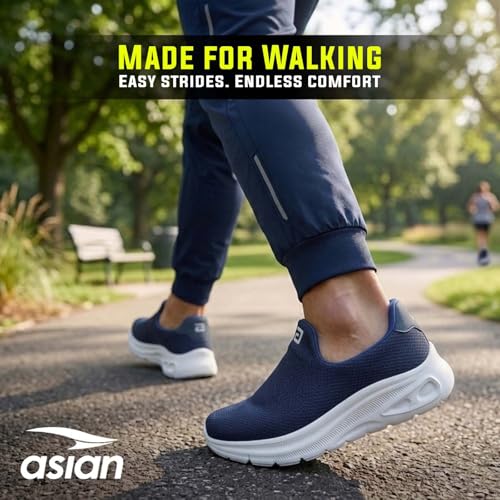 Image of ASIAN Wonderwalk-01 Men's Walking Shoes | Lightweight Slip-On Sneakers with Memory Foam Cushioning & Breathable Mesh Upper | Perfect for Walking, Office Wear, Travel & Daily Comfort