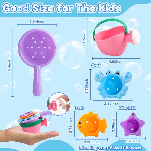 Image of Fajiabao Baby Bath Toys for Kids Ages 1-3 Toddler Bath Toys Mold Free for 2-4 Bathtub Sand Beach Pool Water Toys for 1+ Year Old Girl Gifts 5 PCS (Color Random)