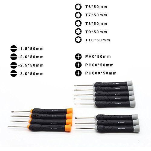 Finder 12 in 1 Precision Torx Screwdriver Set with T6 T7 T8 T9 T10 Star Philip Slotted Magnetic Screwdrivers for Phone/Mac/Computer/Watch Repairing Industrial Level Chrome Vanadium Steel