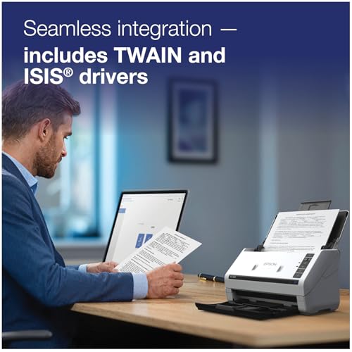 Image of Epson DS-530X Color Duplex Desktop Document Scanner, up to 45 ppm, USB Connectivity, 100-Page Auto Document Feeder (ADF), Twain and ISIS Drivers