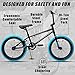 cubsala Freestyle BMX Bike, 20 Inch Kids Bicycle for 7-13 Years Old Kids and Beginner Level Rider, Black with Blue Tires