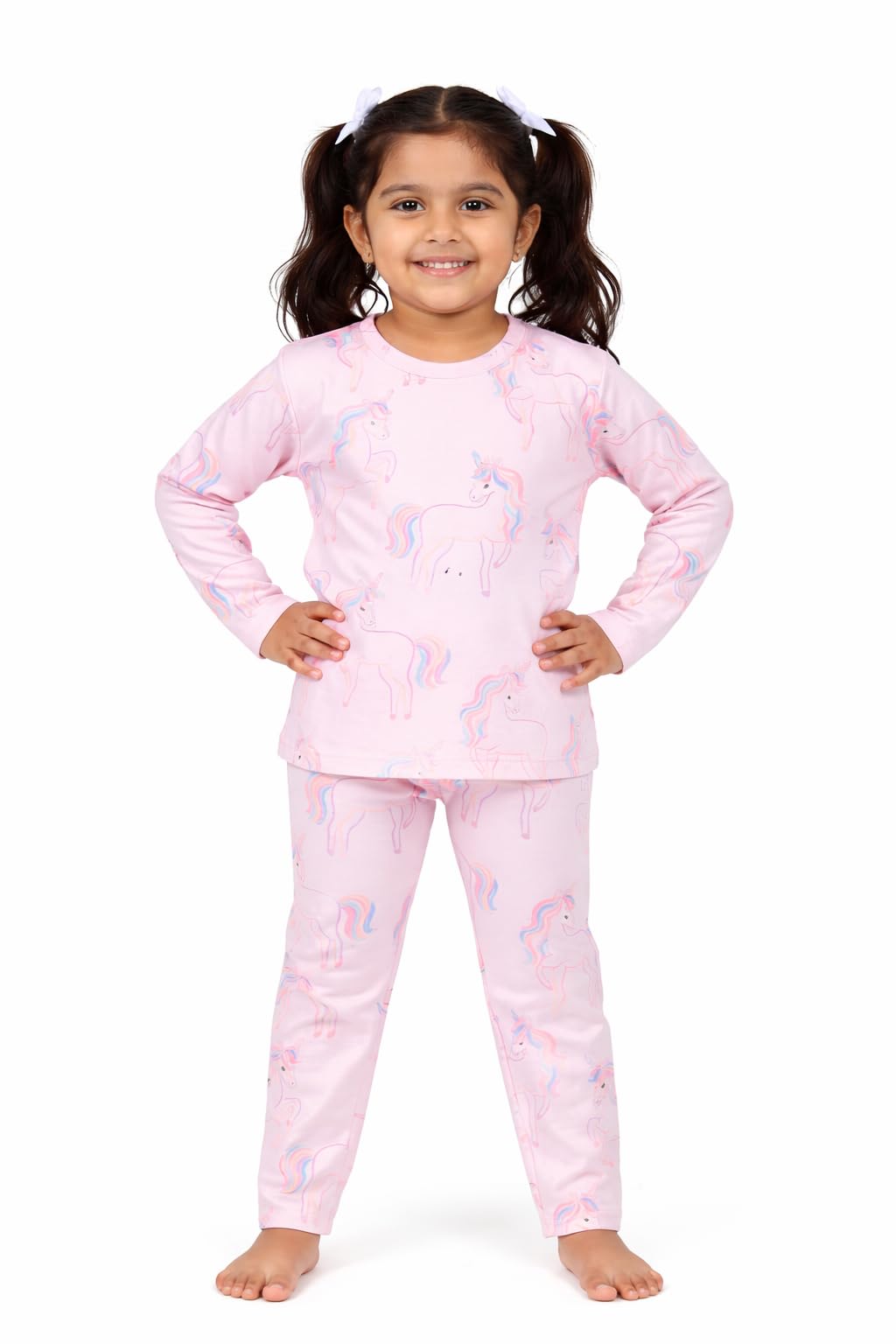 NammaBaby Girl's Soft Cotton Night Suit (Printed T-Shirt & Pant Set/Girls Night Dress/Nightwear) Pack of 1