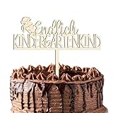 Schulkind Holz Tortendeko, Cake Topper zur Einschulung mit Tortendekoration zum Schulanfang aus Holz