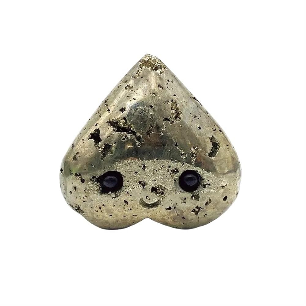 DPURPIWADY 1PC Pyrite Heart Shaped Crystal Hedgehog Gemstone Carving Quartz Crystals Home Decor