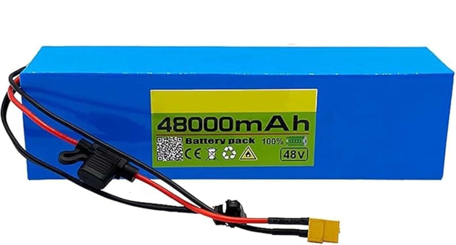 Batería De Iones De Litio Para Bicicleta Eléctrica De 48 V, 48 Ah, 13S3P, Con Cargador Y Protección BMS Integrada, Ideal Para Motores De Bicicleta Eléctrica De 200-2000 W. 48V 48Ah,XT60+DC