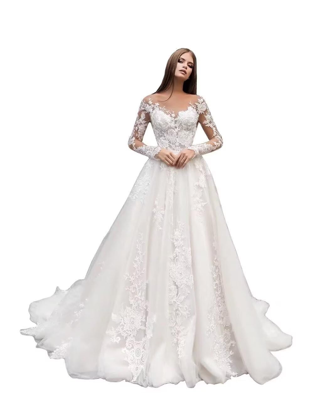 Boho Lace Wedding Dresses for Bride 2026 Tulle Long Sleeve Wedding Dress Ball Gowns Satin Mermaid Bridal Gown