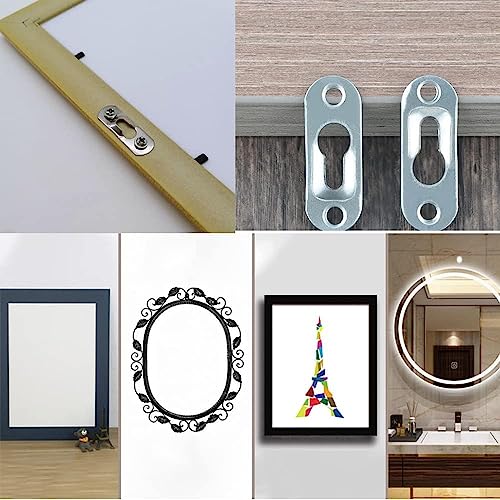 Image of Aicosineg 20Pcs Keyhole Hanging Plate 1.5 inch x 0.55 inch Single Hole Hook Metal Keyhole Hangers Keyhole Hanging Fasteners for Mirror Picture Frames Silver