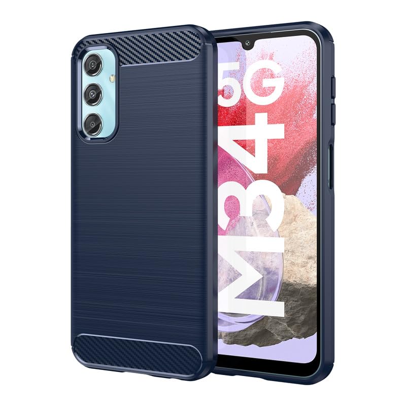 Image of Flexible Back Case Cover for Samsung Galaxy M34 5G / F34 5G - Blue (Carbon Fibre)