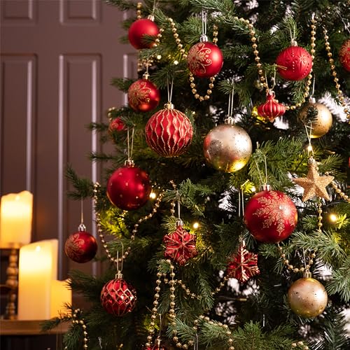 Valery Madelyn Weihnachtskugeln 60tlg. Kunststoff Christbaumkugeln Weihnachtsbaumschmuck Dekoration Weihnachtsdeko mit Aufhänger Glänzend… – Ansicht 5