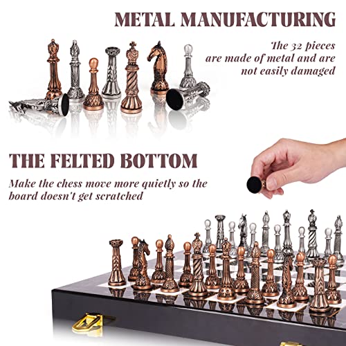 Agirlgle FGCHESS Retro Metal Chess Set For Adults And Kids – Marbling Chess Board thumb #3