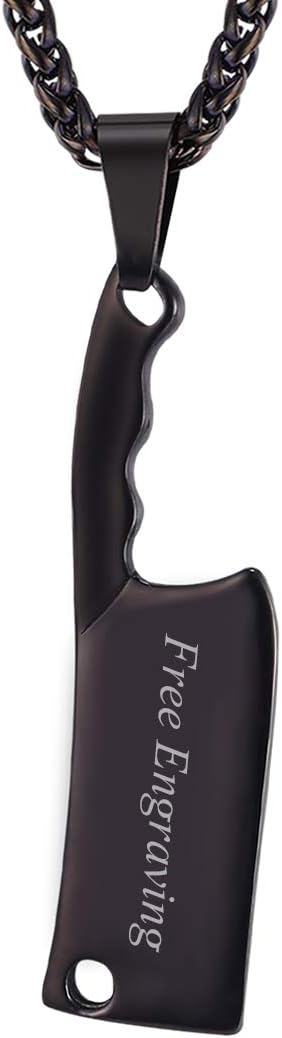 U7 Punk Necklaces Stainless Steel 18K Gold Plated Large Hip Hop Dagger/Knife/Sword/Steampunk Gear/Large Razor Blade Pendant Necklace for Men Women, Chain 22-24 Inches