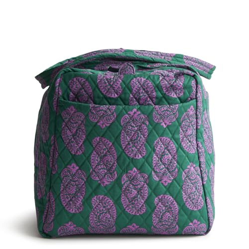 Image of Vera Bradley Women's Large Original Duffel Bag-Premium Cotton Travel, Iconic Paisley Green Jacket, One Size