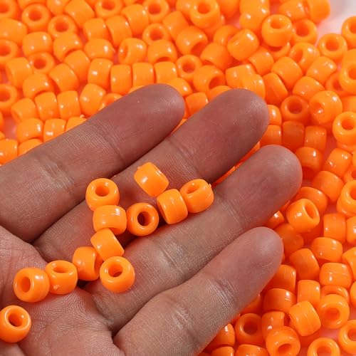 Image of Gxueshan 1000 Pcs Acrylic Single Color Pony Beads 6x9mm Pony Beads Bulk for Bracelets Making Plastic Beads Hair Beads for Braids