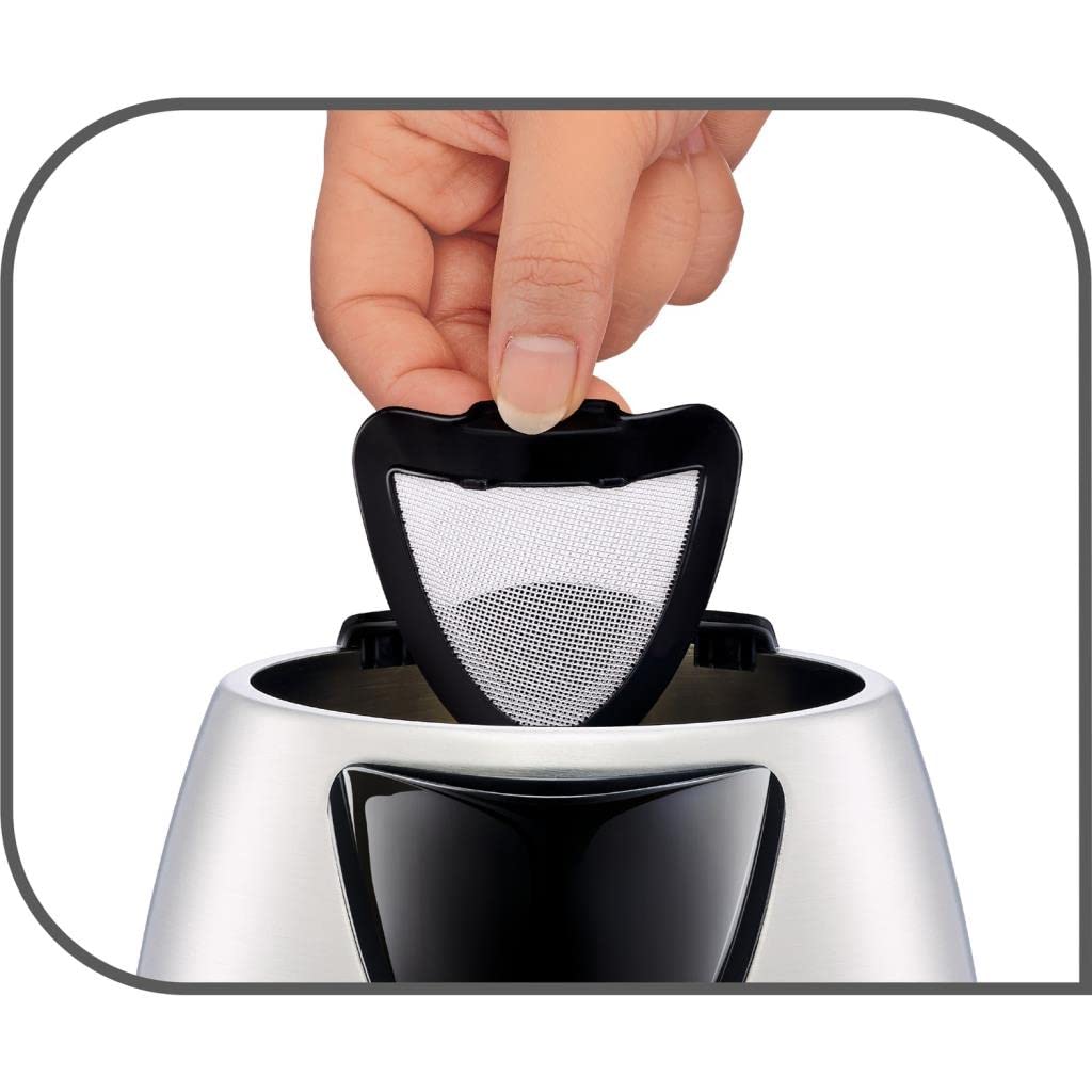 Tefal KI150D Wasserkocher (1,7 Liter, 2400 Watt, kabellos) edelstahl/schwarz, KI150D10
