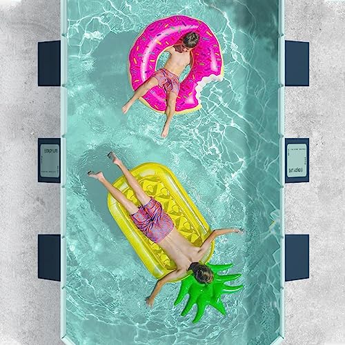 Simcat Framed Swimming Pools, Foldable Inflatable-Free Family Swimming Pool, Large Full-Sized Rectangular Pool for Kids Adults Pet Dog, Portable for Backyard Garden Outdoor Water Playing (112.6 Inch)