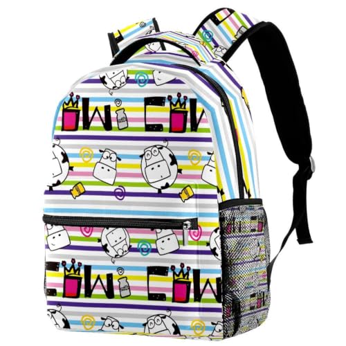 Mochila escolar de vaca para universidad y portátil bolsa impermeable multicolor