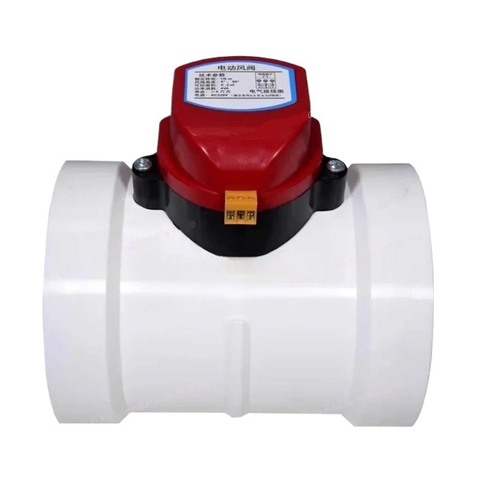 Registre de ventilation PVC 160mm DC24V clapet anti-retour et réglage débit pour conduit VMC