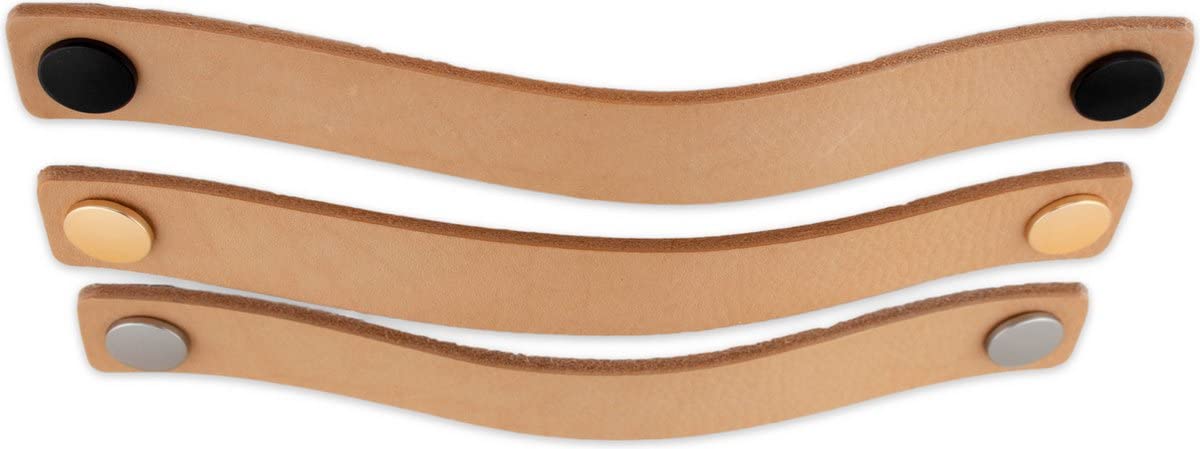 Brute Strength, Leather handles for furniture, natural, 2 pieces, 25 x 3 cm, cabinet handle, door handle for kitchen bathroom - Image 3