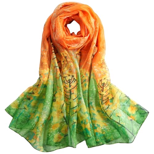 Lightweight Scarves for Women Sheer Scarf Print Floral Pattern Scarf Shawls Fashion Sunscreen Head Shawls
