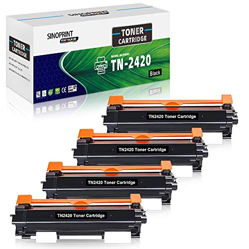 SINOPRINT Lot de 4 Cartouches de Toner compatibles Brother TN2420 TN-2420 TN2410 TN-2410 pour HL-L2350DW MFC-L2710DW DCP-L2510D DCP-L2530DW HL-L2375DW HL-L2370DN L2310D MFC-L2730DW Cover