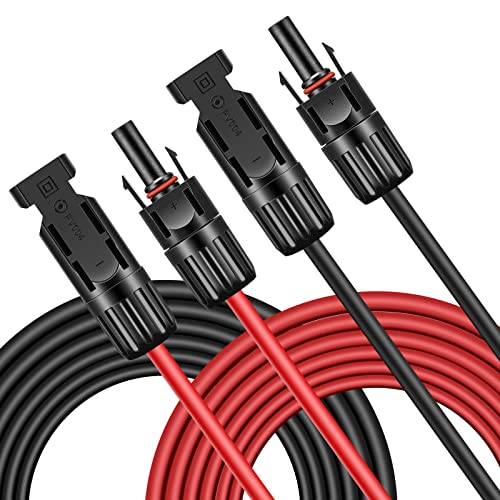 ZOVHYYA Câble d'Extension Solaire 6 mm² Rallonge Solaire des Deux Côtés avec Connecteurs MC-4 Longueur 1.5 m x 2 (Rouge et Noir) pour Panneaux Solaires et Systèmes à Energie Cover
