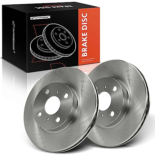 A-Premium 10.04 inch (255mm) Front Vented Disc Brake Rotors Compatible with Select Toyota and Scion Models - Yaris 2006-2018, Prius C 2012-2019, iQ 2013, 2-PC Set
