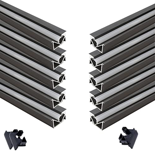 KSDLMPA 10-Pack 3.3ft/1Meter 45° Lumination YW- Shape LED Aluminum Channel System with Cover, Invisible Recessed Under-Cabinet Linear with End Caps for LED Strip Light Installations