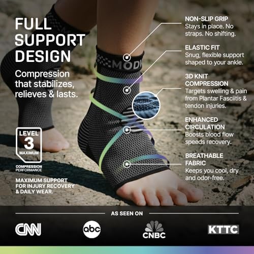 Modvel Foot & Ankle Brace Socks for Sprained Ankle Compression Sleeve - Foot Support for Women & Men - Tendonitis & Arthritis Ankle Brace Sports Running, Torn Ligaments & Women Stabilizing Ankle Wrap - 4