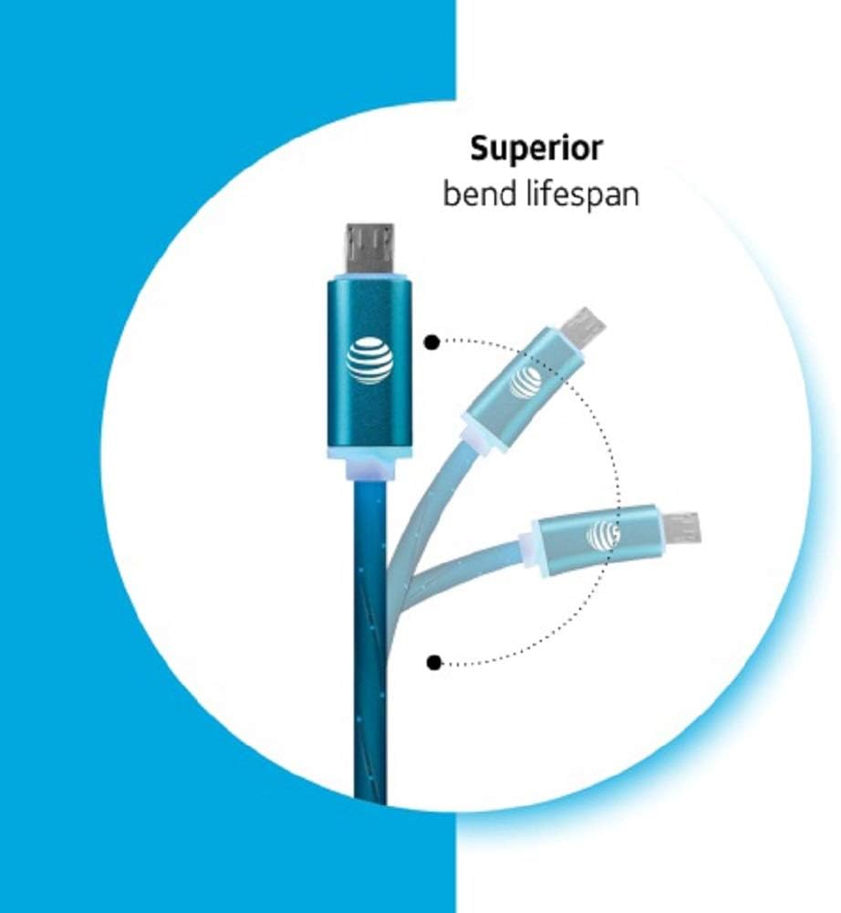 AT&T Illuminated USB to Micro-USB Cable 3ft Blue (LMC03-BLU)