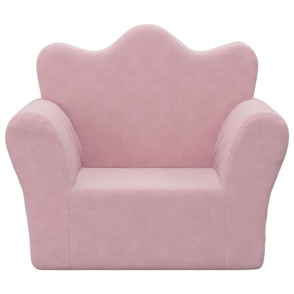 vidaXL Canapé pour Enfants, Siège avec Accoudoirs, Fauteuil avec Dossier pour Tout-Petits, Meuble de Chambre Salon, Rose Peluche Douce