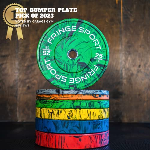 Fringe Sport Savage Tie-Dye Tiger Stripe 10 Lb Color Bumper Plates Set | Durable Gray Rubber Weight Plates Sets For Home Gym With Dead Bounce | Barbell Plates For Weight Lifting And Strength Training #TOP2