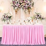 Htper Rosa Party Tüll Tischrock, einzelne Tüll-Tutu-Tischröcke für Geburtstag, Hochzeit, Taufe, Babyparty, Babyparty, L183×76cm