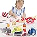 iPlay, iLearn Play Kitchen Accessories, Toddler Cooking Toys Set, Kids Cookware Playset, Pretend Pots Pans W/ Musical Stove, Cutting Food, Utensils, Birthday Gifts for 3 4 5 Years Old Girls Boys Child
