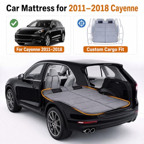 Image of Car Mattress for 2011-2018 Porsche Cayenne, Upgraded Non-Inflatable Thickened Foam SUV Car Camping Mattress, Foldable Trunk Sleeping Pad Car Bed Mattress for Road Trips Camping Travel