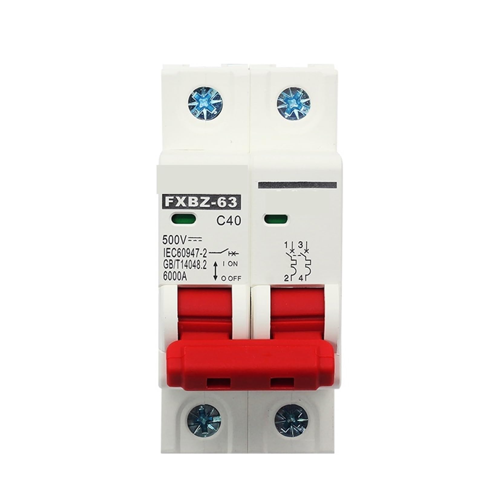 1 szt. Wyłącznik obwodu DC Montaż na szynie Din MCB 1P 2P 3P 4P Ochrona przed przeciążeniem przełącznik powietrza 6-63A (DC500V 2P, 40A)