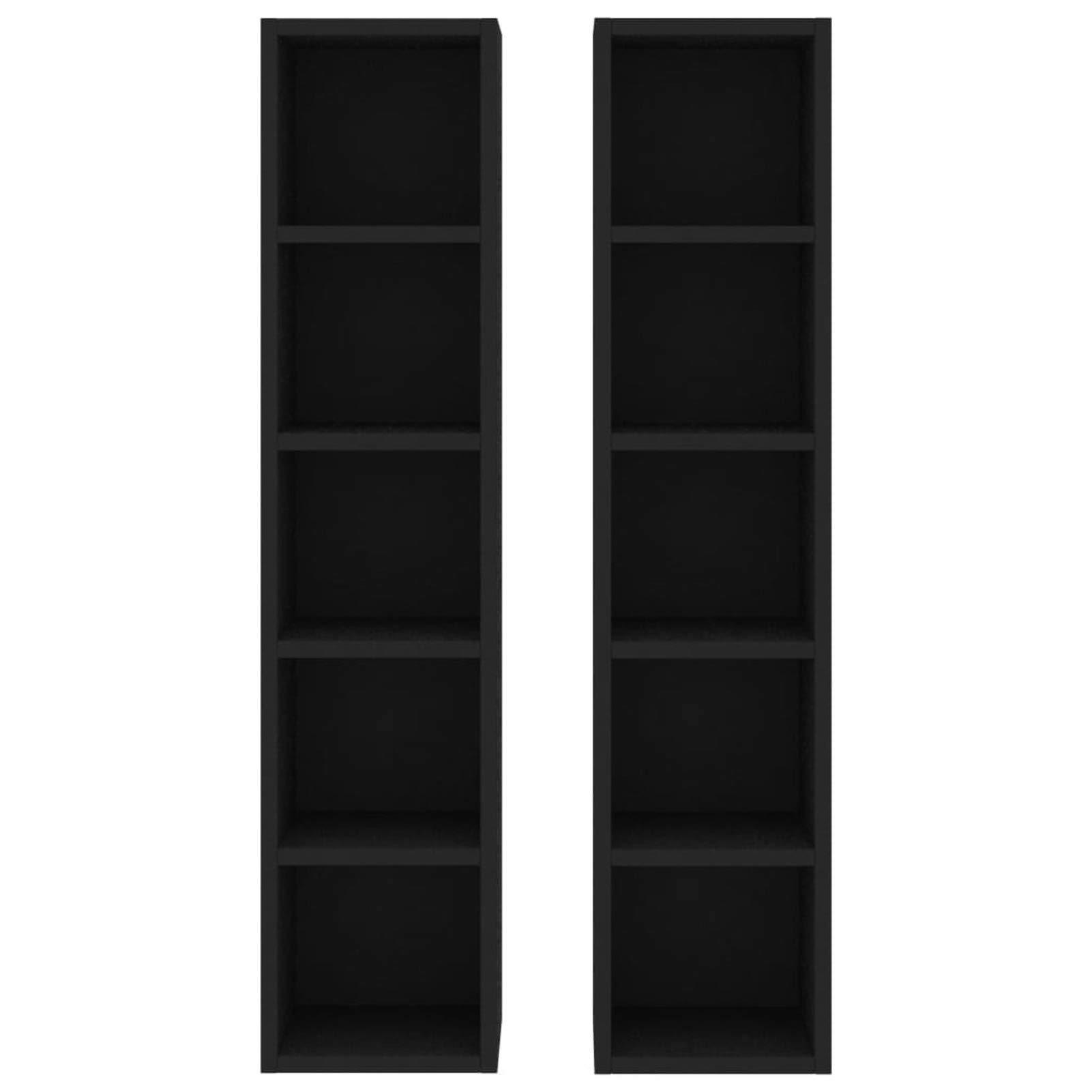 Estantería para CDs, Vitrinas para Colecciones De Pie, Estanterias, Vitrina para Perfumes, Mueble CD, Mueble Estanteria, 2 Unidades Negro aglomerado 21x16x93,5 cm