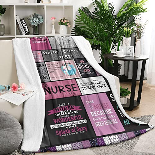 Ultra Soft Nurse Theme Blanket Microfiber Flannel Blanket Gifts For Women Nurses Warm Cozy Fuzzy Throw Blanket For Bed And Couch 50X60 Inch #TOP1