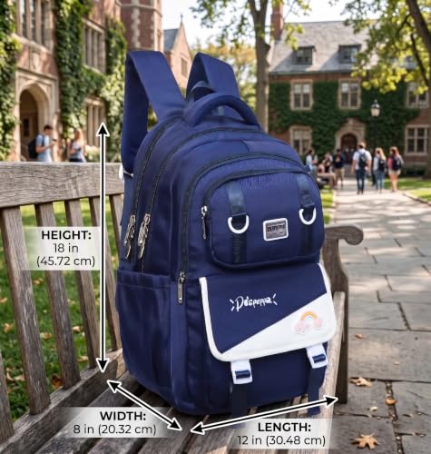 Image of ADSON kawaii Girls Travel School Bag|Backpack Of Large Capacity Aesthetic Stylish Girls Korean Laptop Bag Rucksack for School |College Bags Cute Bookbag for Teens Water Resistance 18 Inches