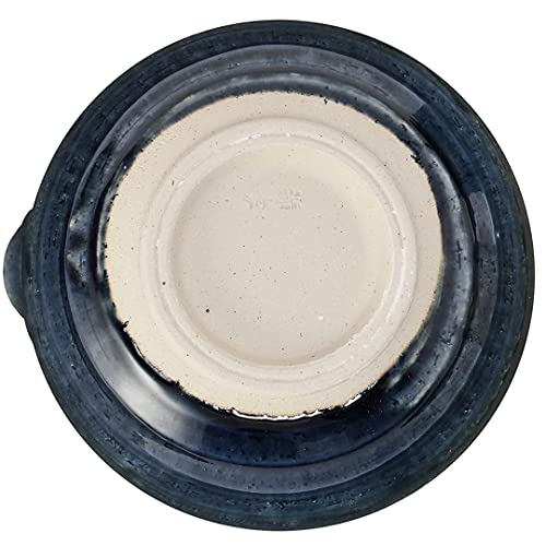 Tikusan Ceramic Ripple Ridge Mortar & Pestle (Suribachi & Surikogi) Set With Spout Made In Japan Mino Ware (Large, Blue) #TOP5