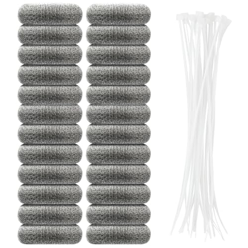 24 PCS Lint Traps Stainless Steel Lint Catcher for Washing Machine Pet Hair Remover for Laundry Upgrade Traps Laundry Mesh Washer Hose Filter with 24 PCS Cable Ties