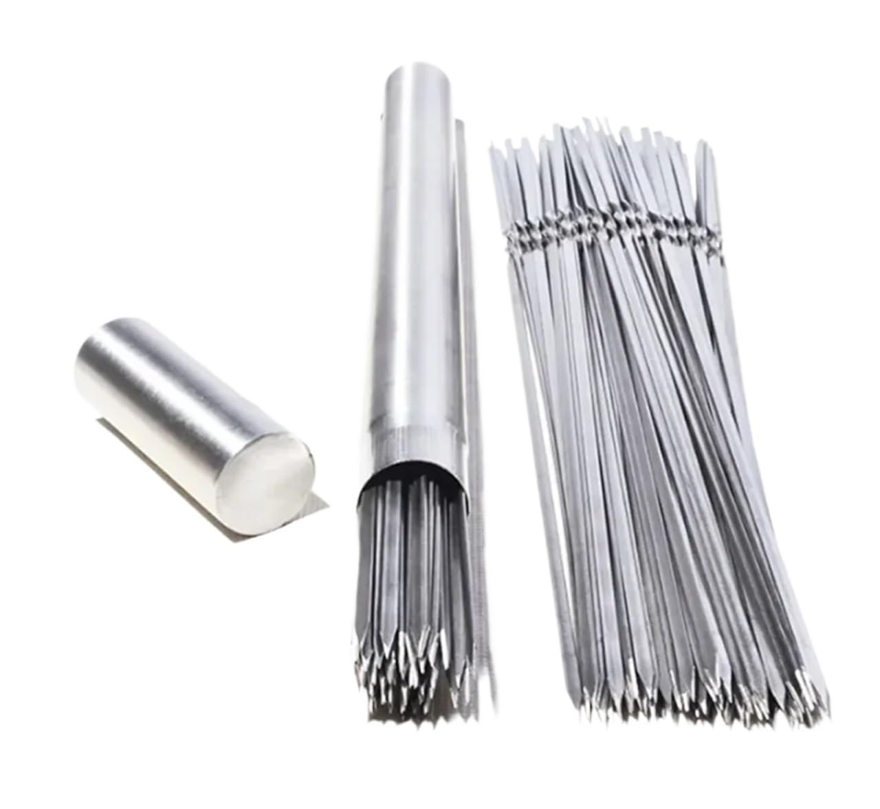 Spiedini in Metallo 304 In Acciaio Inox 50 100 pz Barbeque BBQ Ago Bastone Barile Arrosto Kebab Spiedini di Carne All'aperto(100 pcs 34cm)