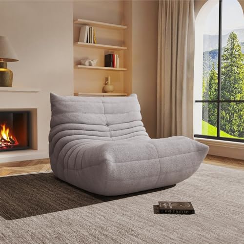 Image of Giant Bean Bag Chair for Adults,Comfy Single Floor Fireside Chair with Memory Foam,Cozy Accent Sofa Couch Boneless Chaise Loungefor Small Room Living Room Bedroom Gaming Room(Gray, Single)