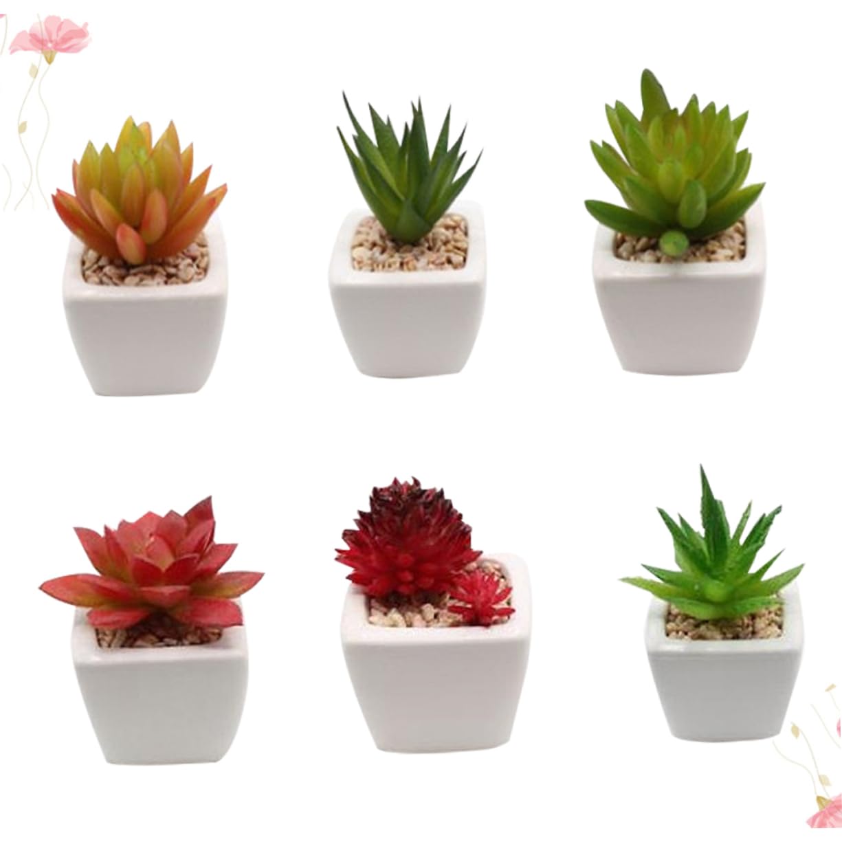 Succulente Artificielle Lot de 6 en Pot Céramique Mini Set de Pièces