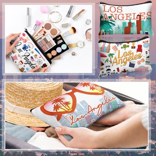 Reginary 12 Pack Cosmetic Bag Travel Souvenirs Gift Makeup Bag Lover Gifts Friendship Family Toiletry Storage for Women Vacation Traveller Trip(Los Angeles)4