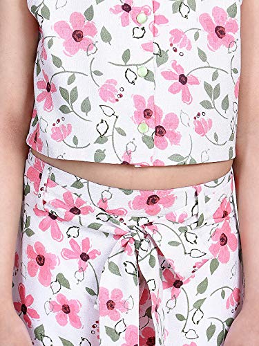 Image of Naughty Ninos Girls Off-White Floral Printed Top with Palazzos for 3 to 15 Years